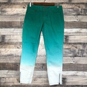 PRANA Jett Capri Jeans Green Ombre Zipper Ankle Low Rise Womens 2/26
